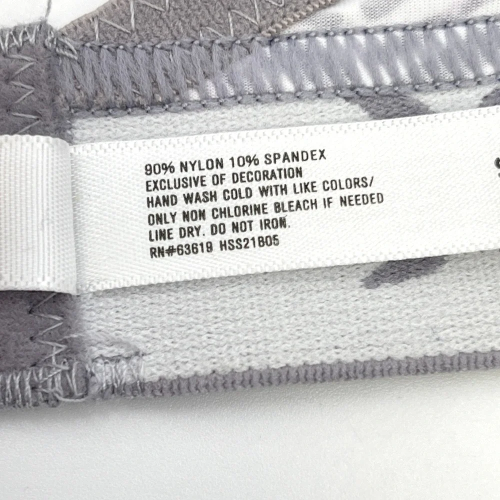 Hurley Wirefree Bra Women 34C Stretch Herringbone Logo Sporty Coastal Beach